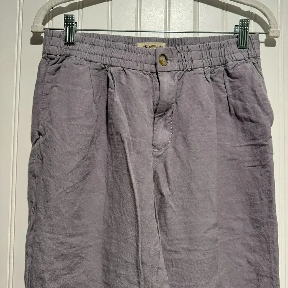 Madewell Linen Blend Pull On Pants Lavender Purple Size Small Petite Classic - Picture 3 of 6